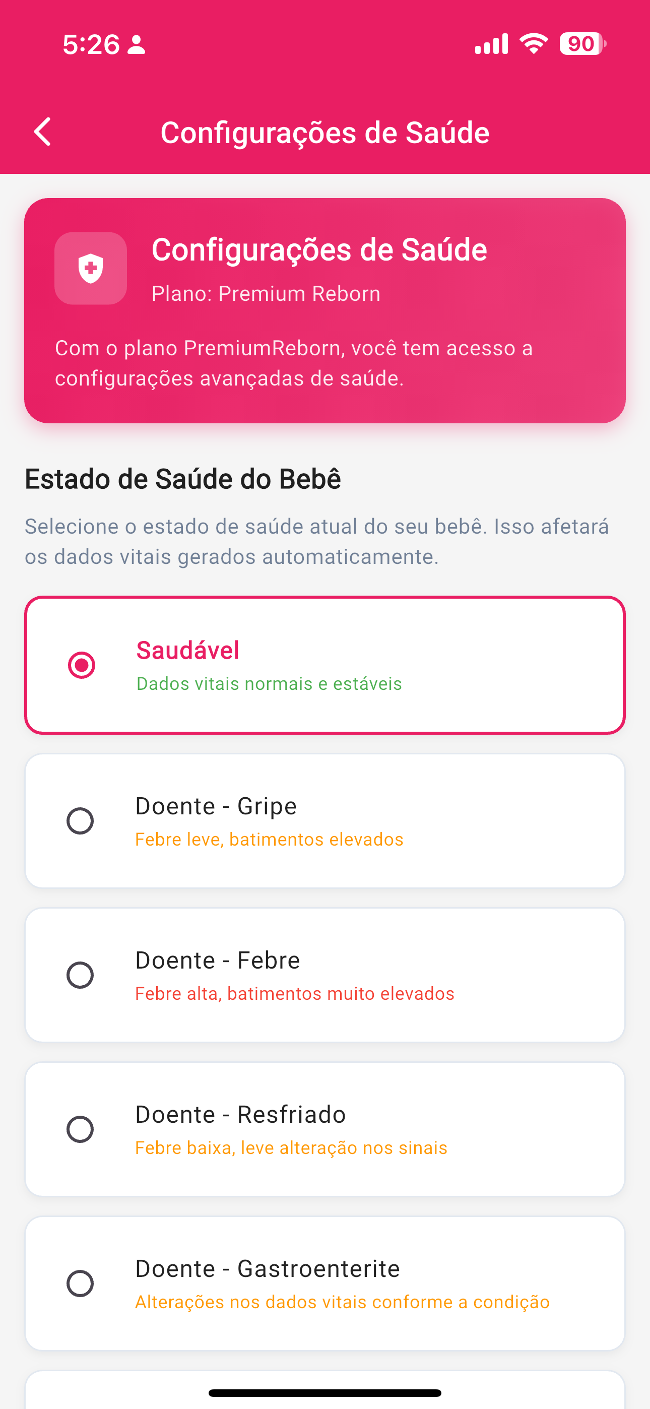 Relatórios de saúde